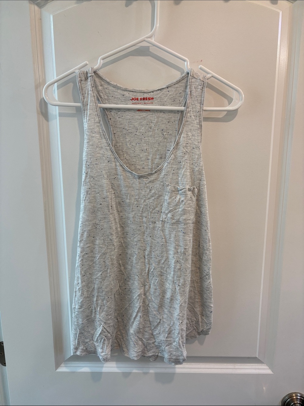 Joe Fresh Heathered Light Gray Tank with Patch Pocket